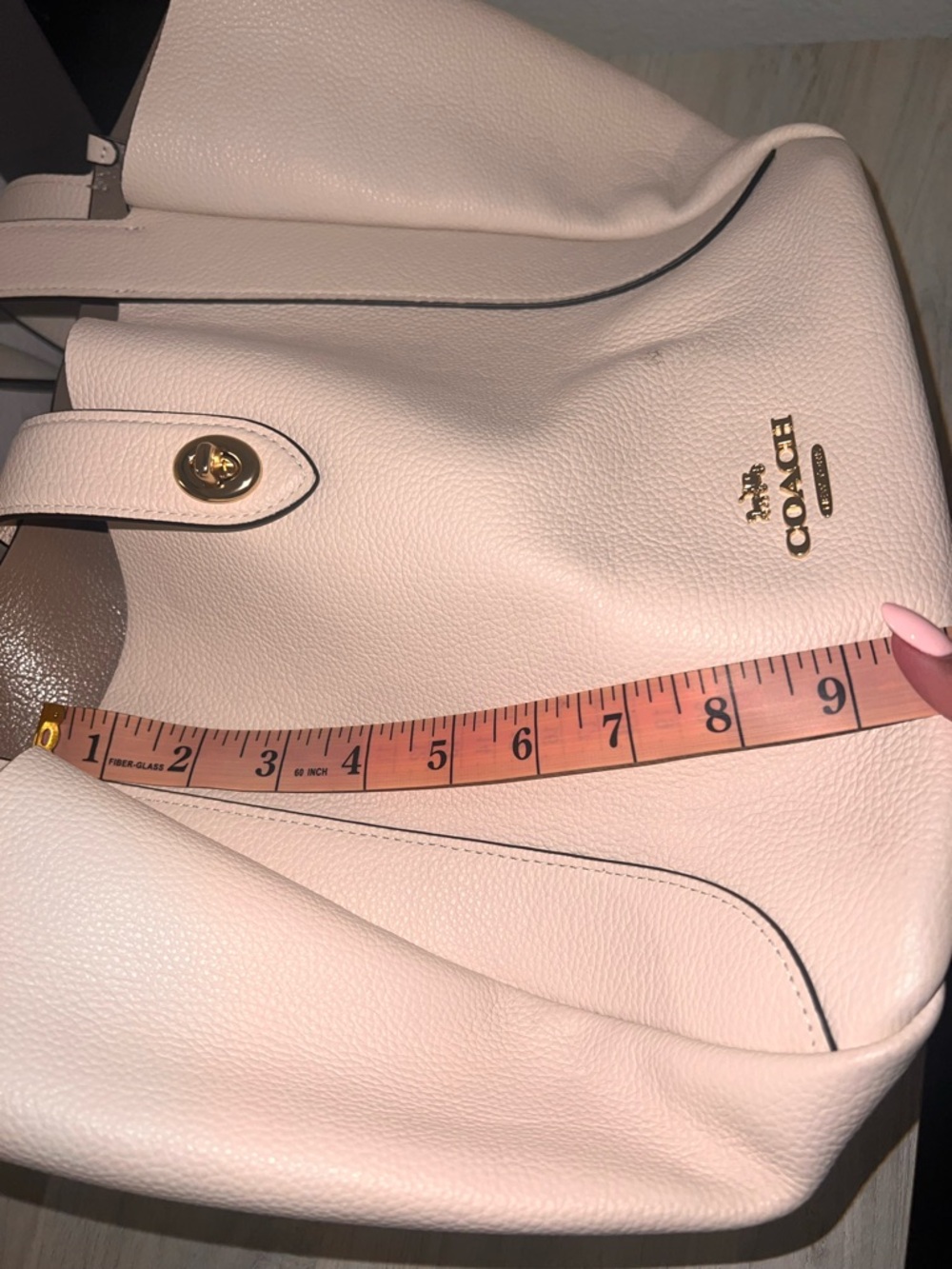 Coach Hadley Turnlock Pebbled Leather Tote Bag in Cream/Chalk| Everyday Work Bag - Picture 8 of 15